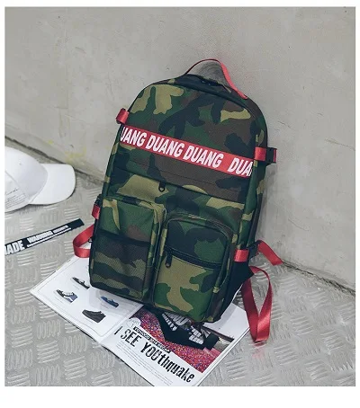 Модный рюкзак для мужчин и женщин, крутая вместительная школьная сумка для ноутбука, для подростков, девочек, дорожные рюкзаки, Япония, Корея, DPP01 - Цвет: Camouglages