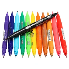 GEnvAnA 12 цветов Набор микрон ультра тонкий двойной наконечник Перманентный маркер ручка водонепроницаемый