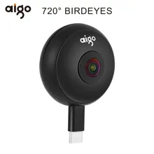 Aigo Mini Mobile Phone Panoramic Camera 720 Degree Video Camera Dual Lens with Dual Adapters Connectors