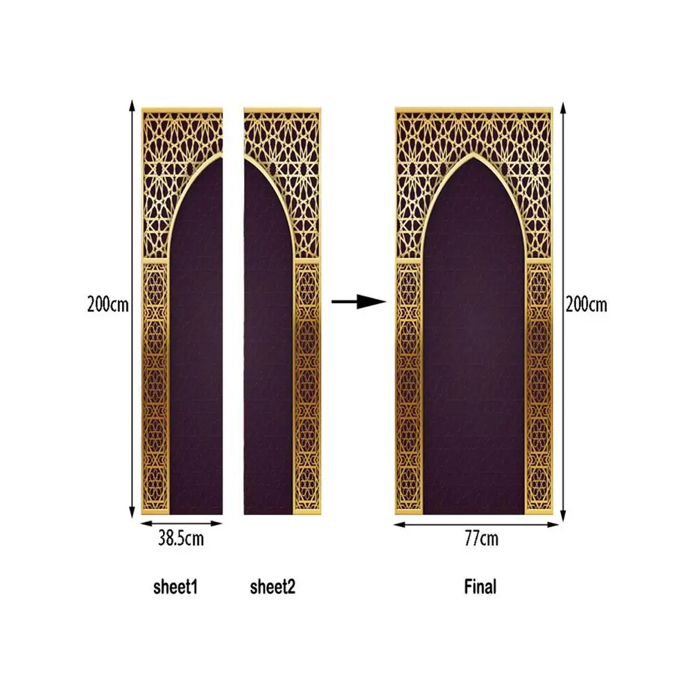 2 шт./компл. 3d мусульманские креативные двери стикер Арабский стиль деревянные, на выбор двери семья декоративные наклейки плакат с изображением двери