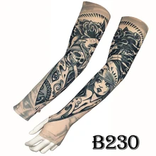 Унисекс солнцезащитный ледяной рукав анти-УФ поддельная Татуировка рука с пальцами без пальцев модели велосипед езда печать солнцезащитный крем