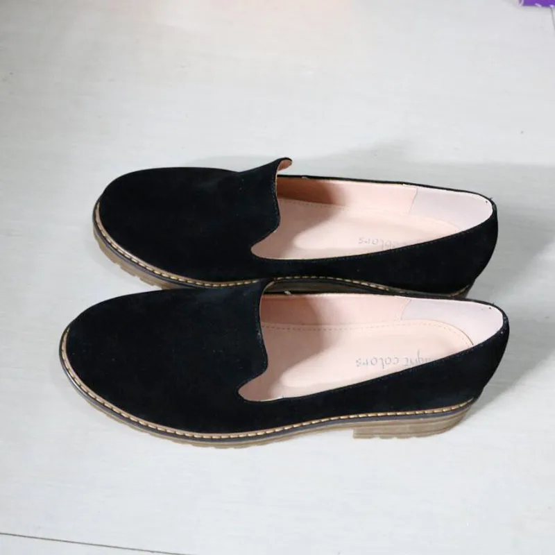 Женская обувь на толстой плоской подошве женские балетки цвет черный повседневная обувь Sapato женские лоферы Zapatos Mujer большой размер 43