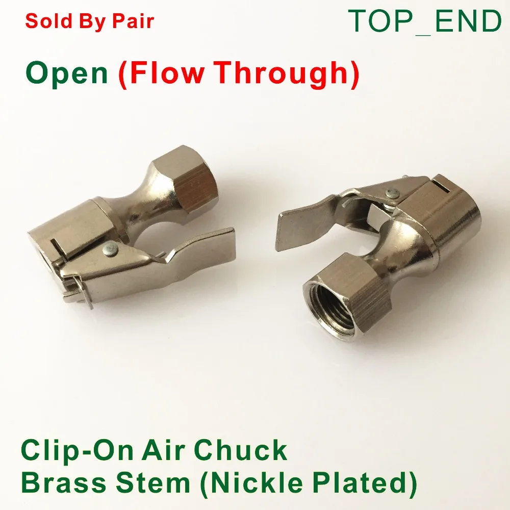 

2pcs x Air Chuck,Open (Flow Through) Design,Nickle Plated Brass,1/4"NPT Female,Tire Repair Kits / Tools