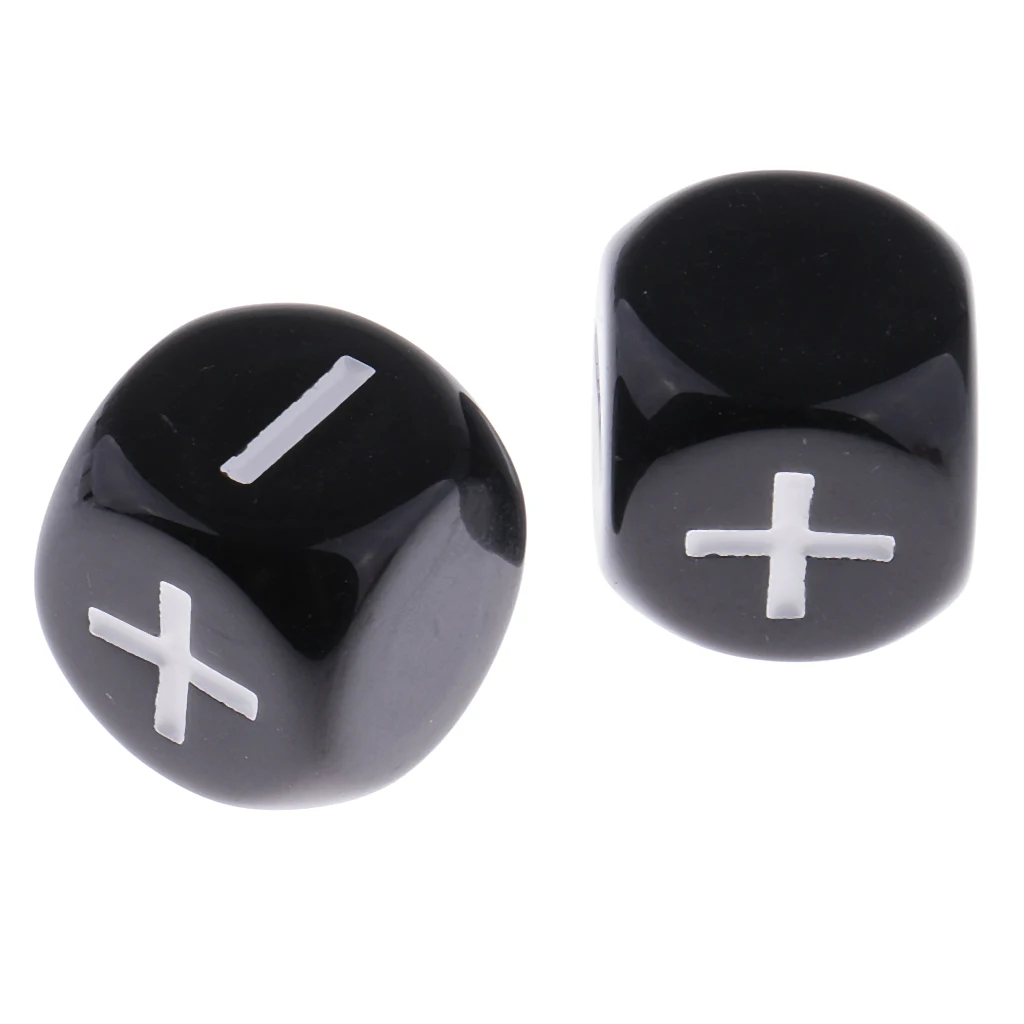 10 Pieces Plastic 6-sided Dice Minus Plus D6 for Party Bar Game Props Outdoor Camping Christmas Birthday Party Game Supply Gift