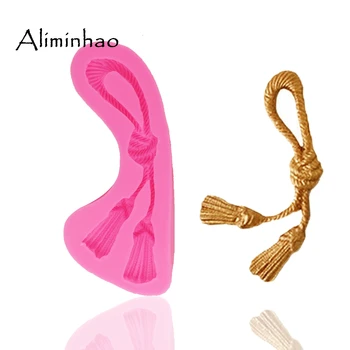

B1329 European Style Curtain Hemp Rope Knot Cake Border Silicone Mold Candy Clay Chocolate Wedding Fondant Cake Decorating Tools