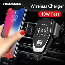 AERBOS быстрое зарядное устройство 10 Вт qi Беспроводное Автомобильное зарядное устройство держатель для телефона на вентиляционное отверстие для iphone Xs Max samsung S9 Xiaomi Mix 2s iphone 8