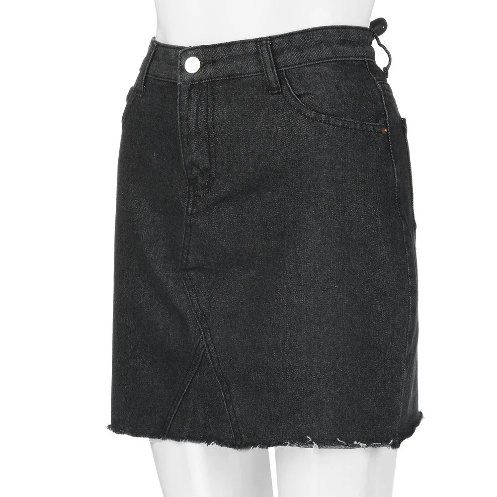 Джинсовая юбка, женская джинсовая юбка, высокая талия, повседневная, а-силуэт, Джинсовая, потертая, облегающая, короткая, джинсовая юбка, s faldas mujer 8,5 L3
