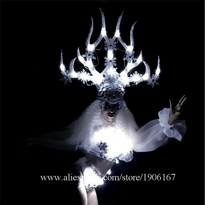 Nightclubs DS White Christmas Antlers Queen Costumes Christmas Party Costumes4