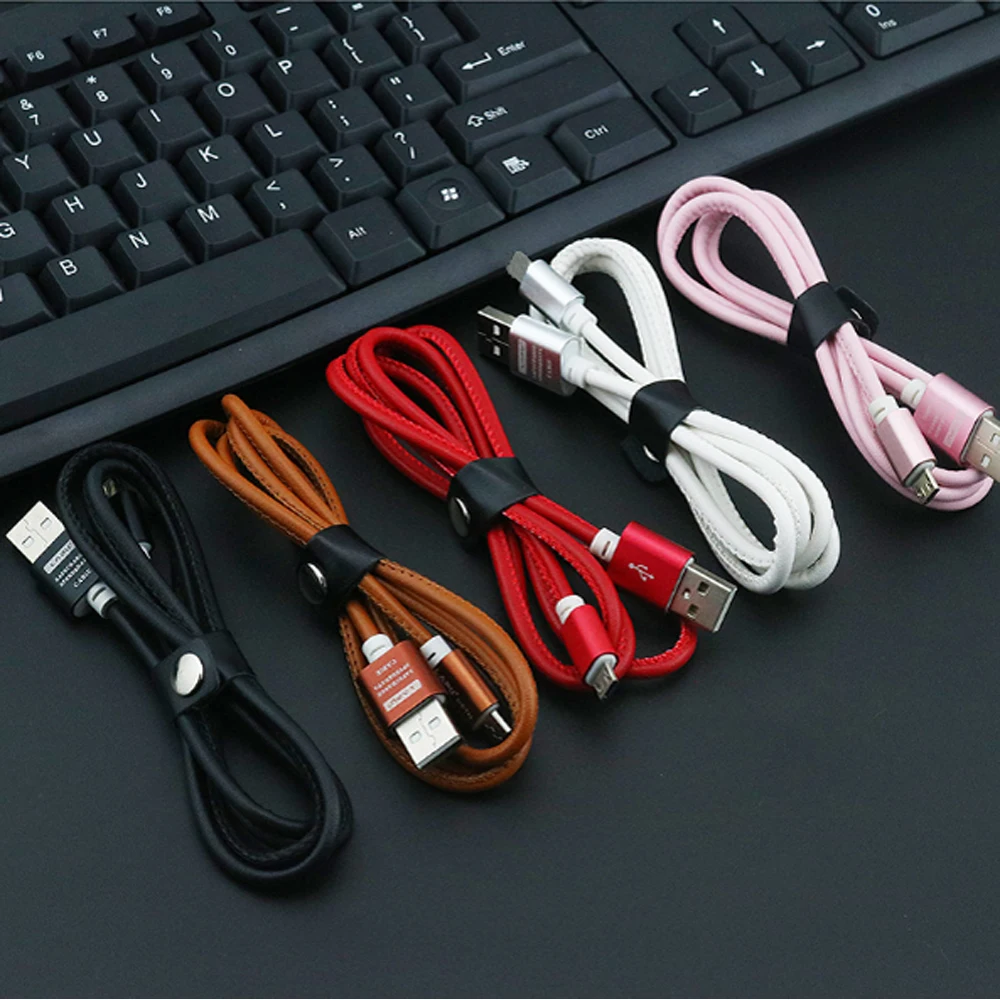 

10pcs 1 M Leather alloy Micro USB Cable USB Cable for Andriod device for iPh 7 6s Fast Charge & Sync Data cable 2.0A