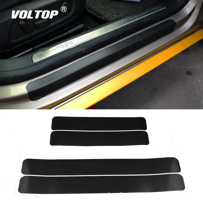 

4PCS 60 x 6.7cm Car Stickers Universal Sill Scuff Anti Scratch Carbon Fiber Auto Door Sticker Decals Car Accessories