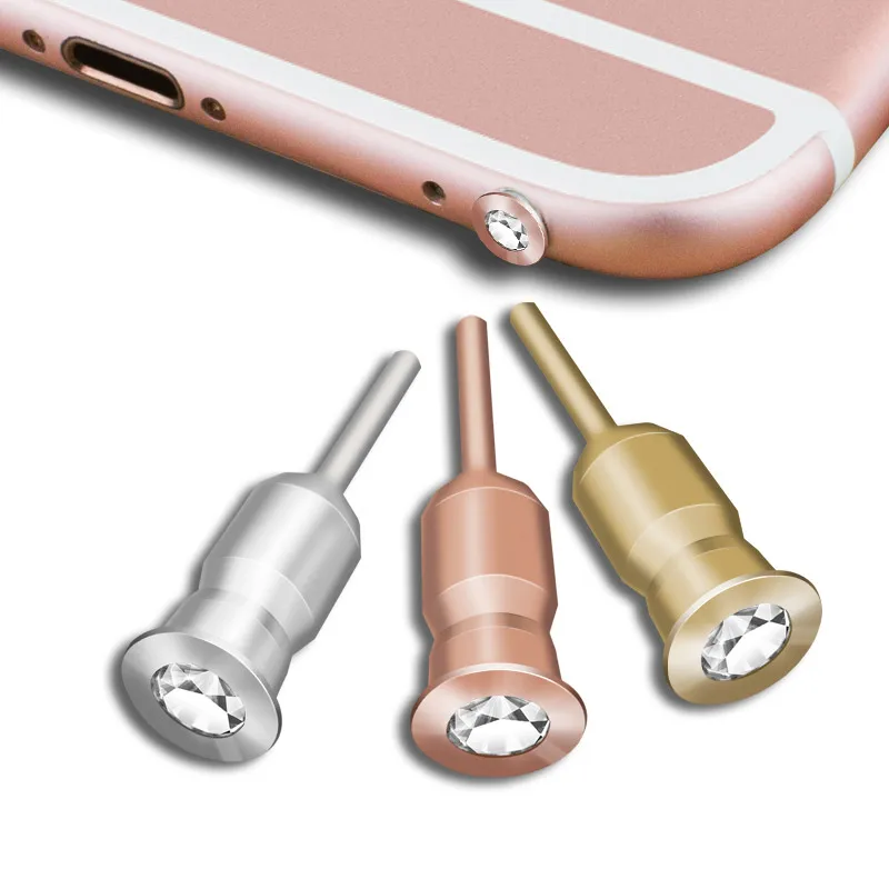 Beste IST 2 stks partij Kristal Metalen 0.35mm Jack Telefoon Stof Plug Voor iPhone 4 4 s 5 5 s 6 6 s 7 Plus Samsung Galaxy LG Huawei Sony Jack Plug
