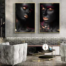 Gold Fashion Sexy Black African Nude Woman Canvas Painting Posters and Print Scandinavian Wall Art Picture for living Room Decor Gold Fashion Sexy Black African Nude Woman Canvas Painting Posters and Print Scandinavian Wall Art Picture for living Room Decor