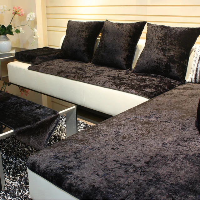 European Leather Sofa Cushion Towel Cover Slip Fabric Simple Modern European Leather Sofa Cushion Towel Cover Slip Fabric Simple Modern Black General Living Room Couch Furniture