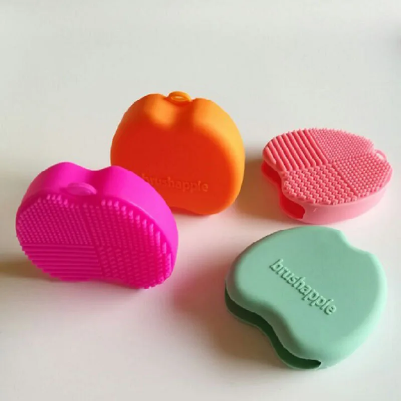 Apple Shaped Silicone Brush Egg Brushes Cleaning Tools Makeup Brush Cleaner Scrubber (2)