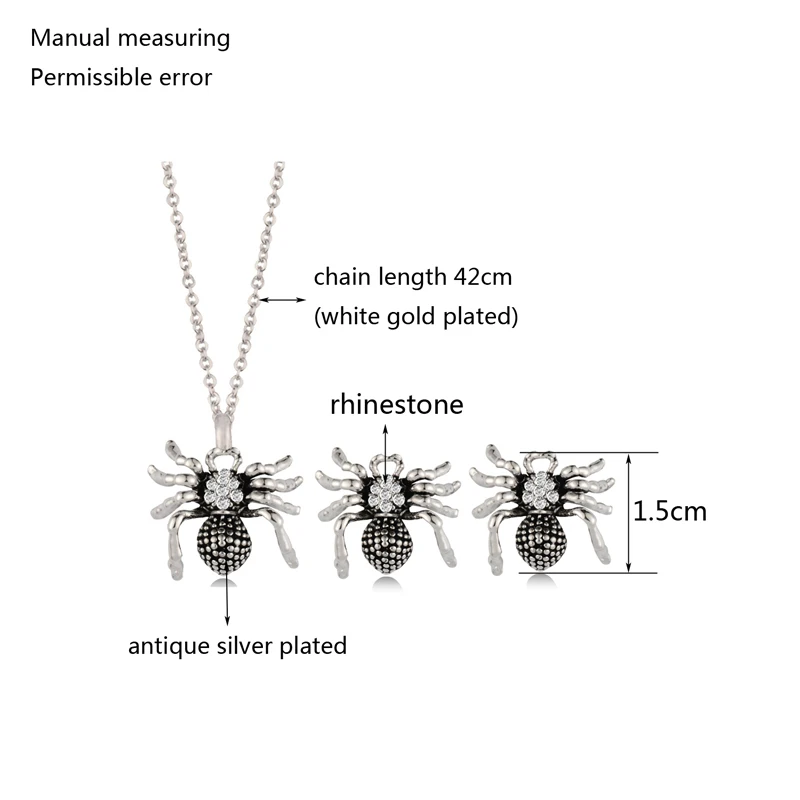 SINLEERY в форме паука колье ожерелье наборы серебряный золотой цвет Цирконий Кристалл инкрустация ожерелье и серьги наборы ювелирных изделий TZ014 SSD