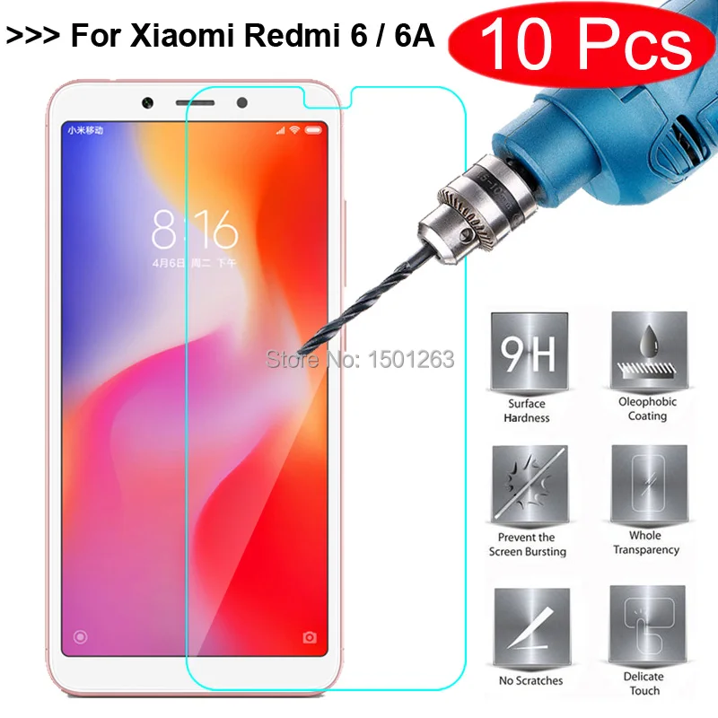 10Pcs Tempered Glass For Xiaomi Redmi 6A 6 5.45&quot Screen Protector Case Cover Toughened Film | Мобильные телефоны и