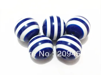 

Free shipping! 20mm 100pcs/lot Dark Blue Striped Beads,Resin Beads,Chunky Resin Beads!