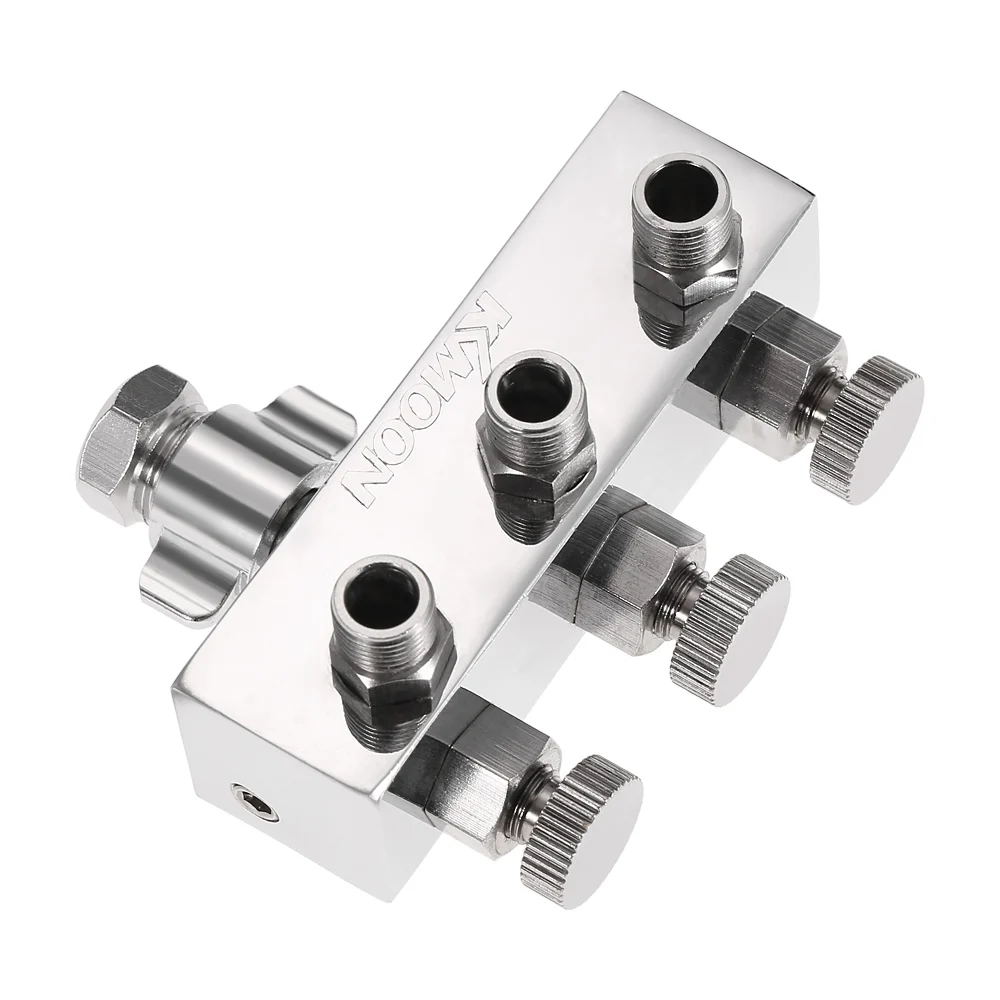 

KKMOOM High-quality 3-Way Airbrush Air Hose Splitter aerografo Accessories With 1/4" BSP Female Inlet +1/8" BSP Male Air Outlet