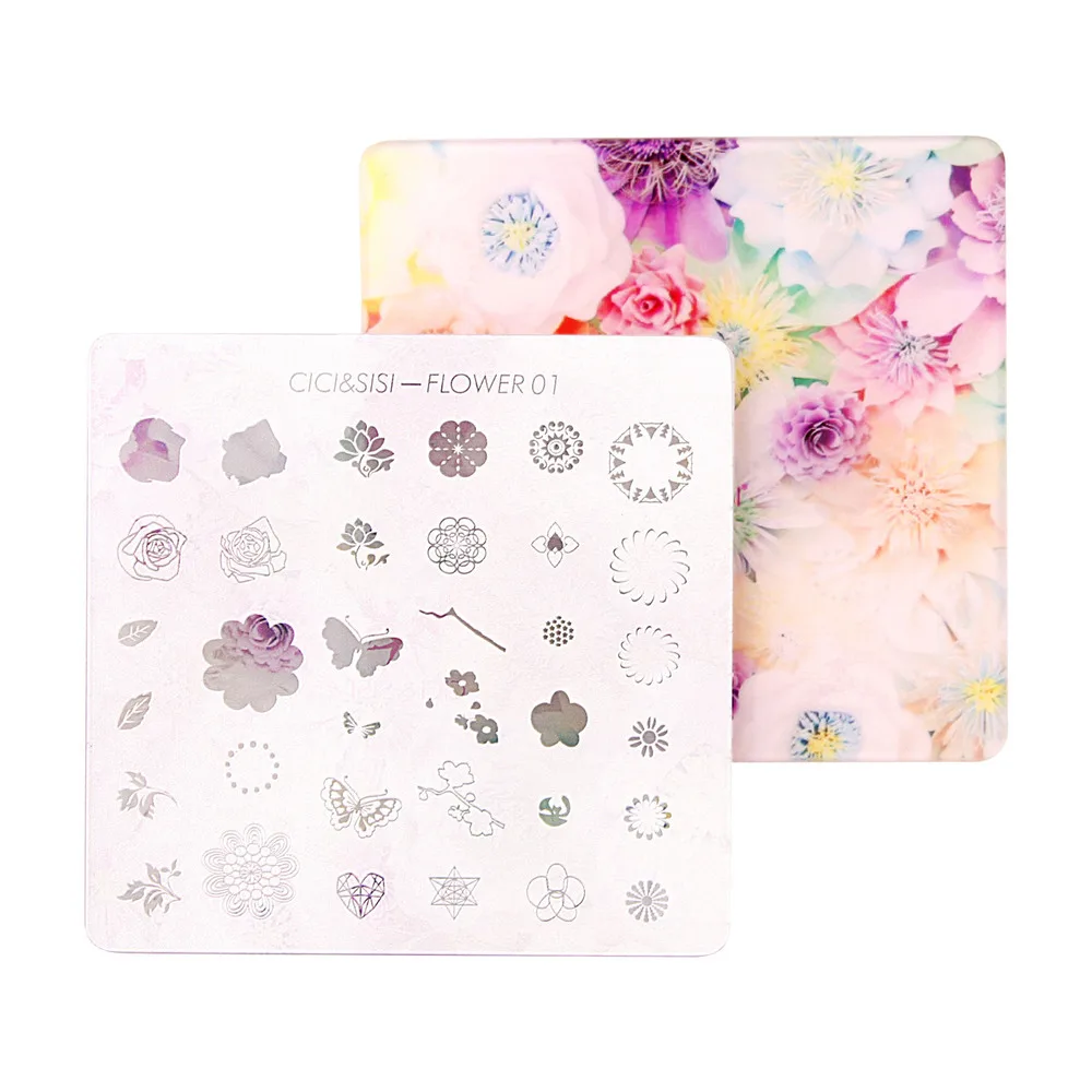 CICI&SISI Acrylic Nail Art Stamping Plate Decorations Konad Stamping Manicure Template Stamp Flower and Bird 01-04