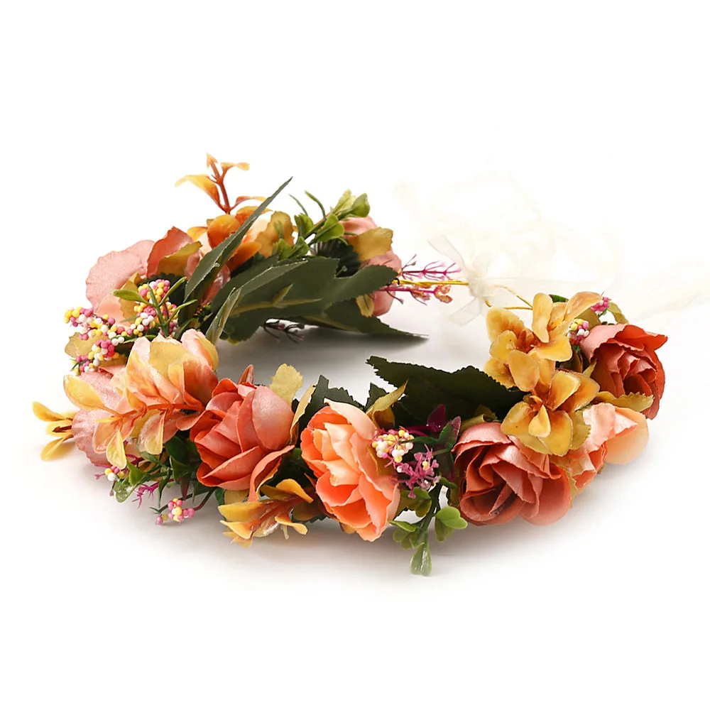 

HIYONG 2019 Beautiful Lady Girl Flower Crown Wedding Bride Wreath Head Band Bohemia Women Diadem Hair Accessories Photography