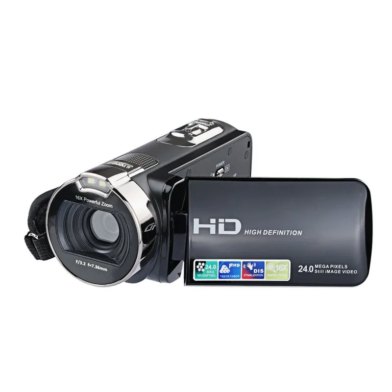HDV-312P HD Digital Photo Camera 16X 24MP 720P Professional Digital Camcorders 2.7 inch TFT Rotation Screen with LED Fill Light
