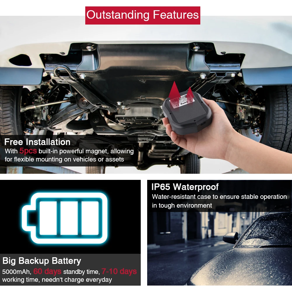 Дешево font b Gps b font трекер для автомобиля TKSTAR TK905 5000 мАч 90 дней в режиме ожидания 2G трекер для автомобиля font b gps b font локатор водонепроницаемый магнитный голосовой мон...