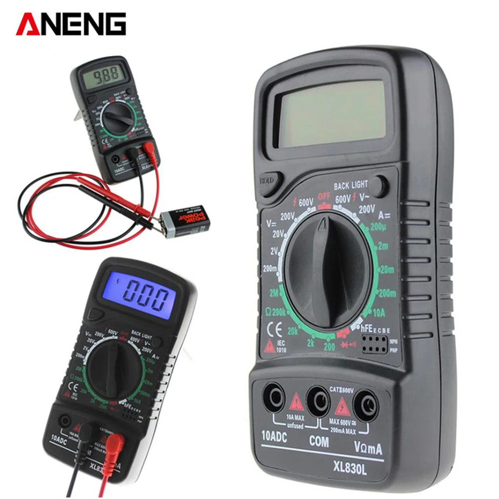 

XL830L Blue Backlight Digital Multimeter Portable multi meter AC/DC voltage meter DC Ammeter resistance tester