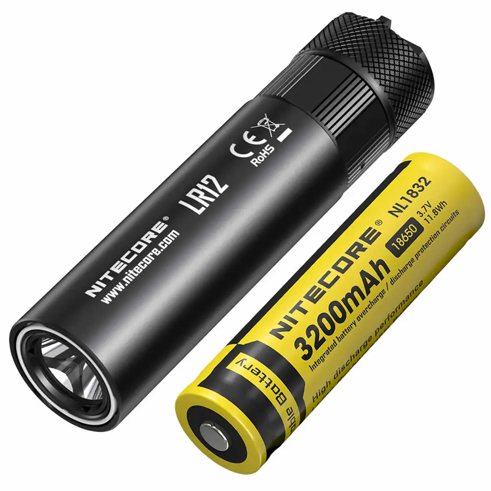 NITECORE LR12+ 18650 перезаряжаемая батарея выдвижной диффузор позволяет фонарь фонарик для чтения на открытом воздухе Кемпинг - Испускаемый цвет: with 3200mAh Battery