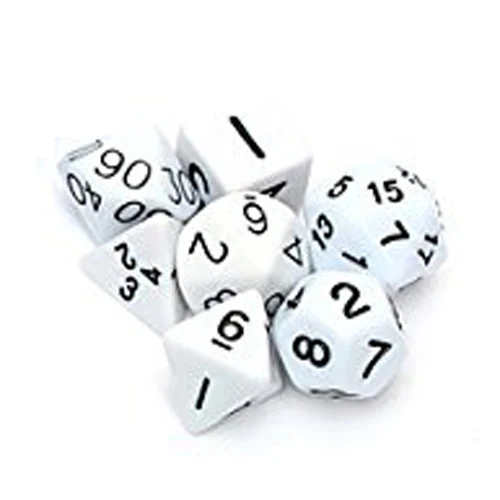 

Set 7PCS Dice Dice Die D4~D20 for Games Dungeons & Dragons RPG Dungeons and Dragons D&D white