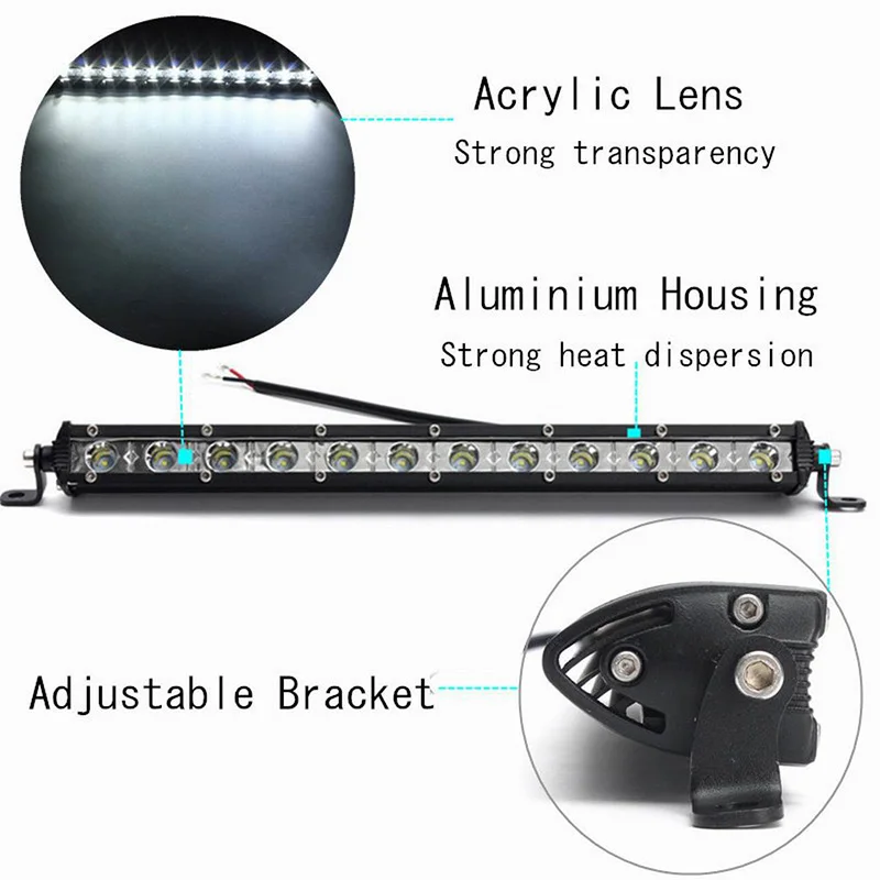 

Extreme Slim Off Road Light Bar 13 Inch 36W LED Chip 3500LM Flood Beam Work Light Bar Driving Lamp VS998