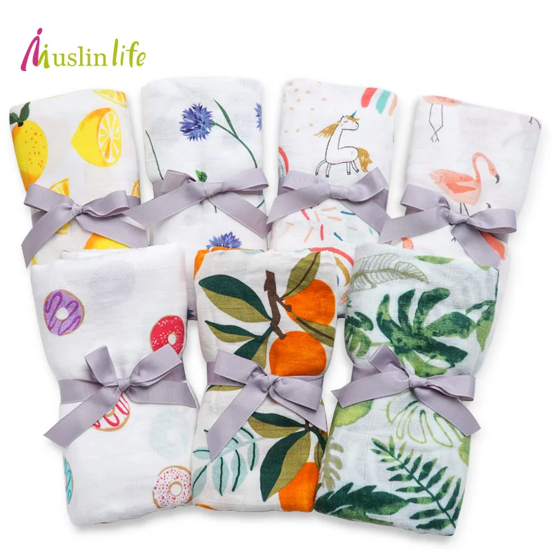 Muslinlife 2019 nouvelle couverture de bébé infantile, nouveau-né bébé mousseline couverture Swaddle bambou coton, doux bébé serviette de bain Swaddle couvertures