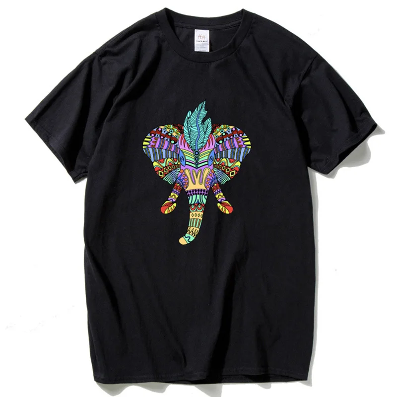 Psychedelic Elephant Мужская футболка Ретро летние хлопковые футболки Топ свободный слон