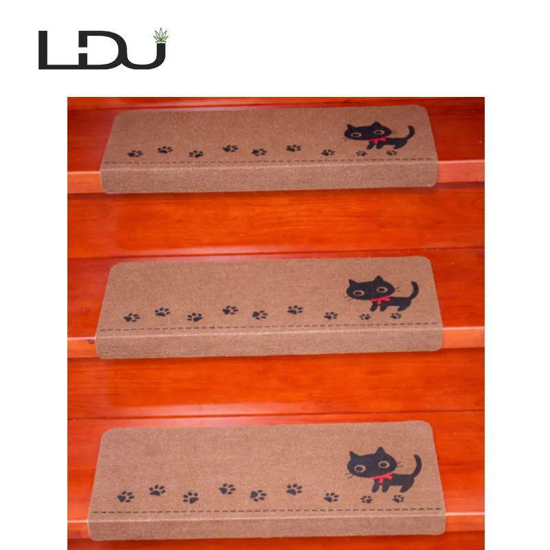 RULDGEE Cat Pattern Self-adhesive Non-slip Home Stair Polyester PVC Cat Carpet for Living Room Stair Mat Protector Rug RULDGEE Cat Pattern Self-adhesive Non-slip Home Stair Polyester PVC Cat Carpet for Living Room Stair Mat Protector Rug