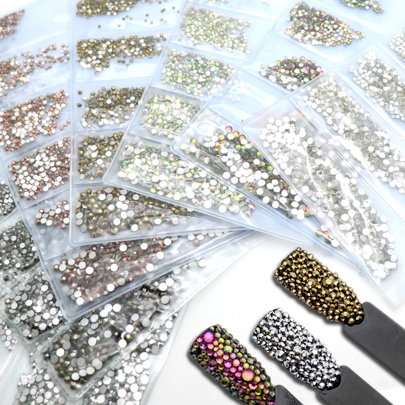 SS3-SS10 стеклянные кристаллы для ногтей Стразы для шармов дизайн ногтей декоративная перегородка AB Цвет Стразы японский дизайн ногтей