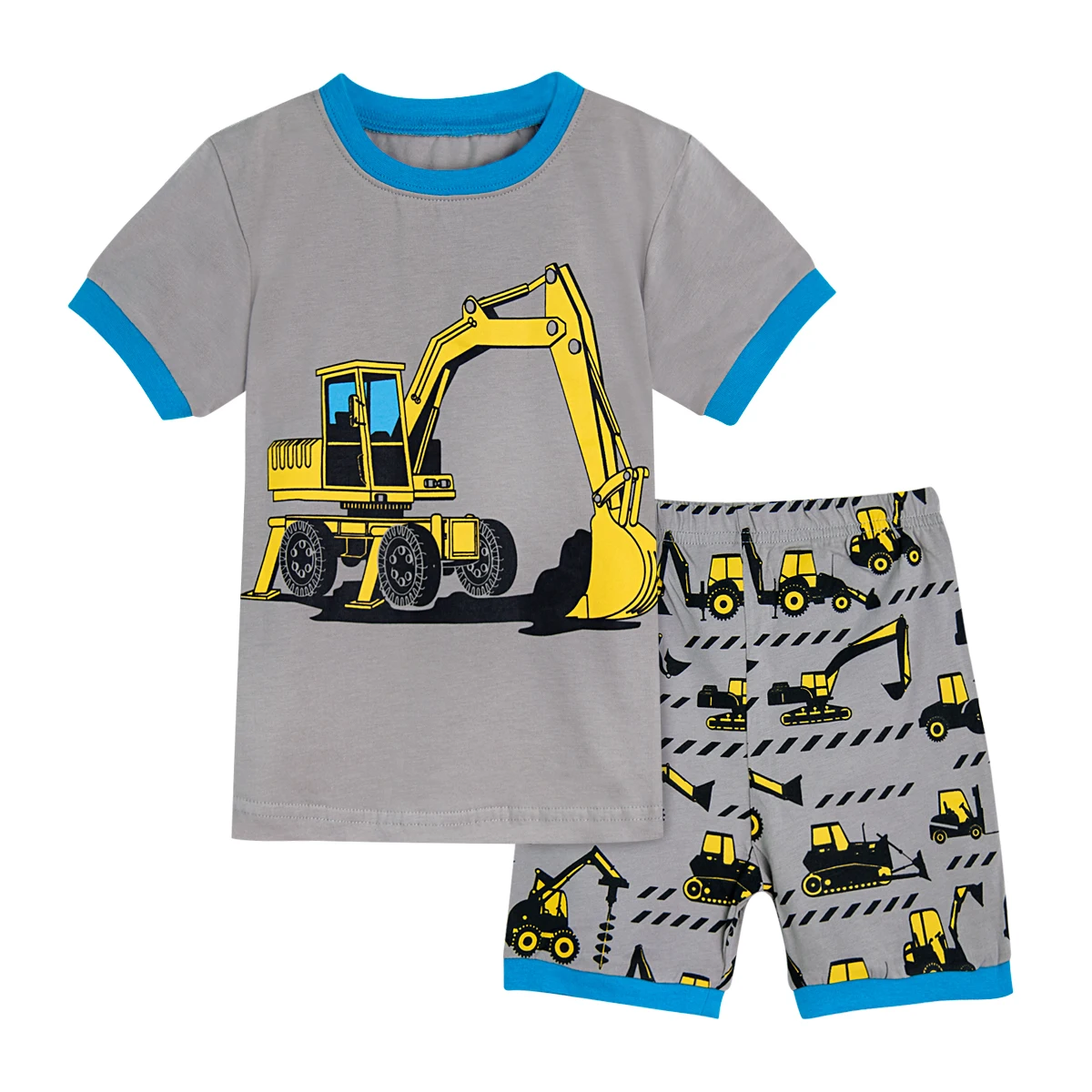 Детские пижамные комплекты для мальчиков; детская одежда для сна; пижамы для малышей; пижамы; хлопковая одежда для сна; Детская летняя одежда для сна с принтом «Самолет» - Цвет: Excavator-1