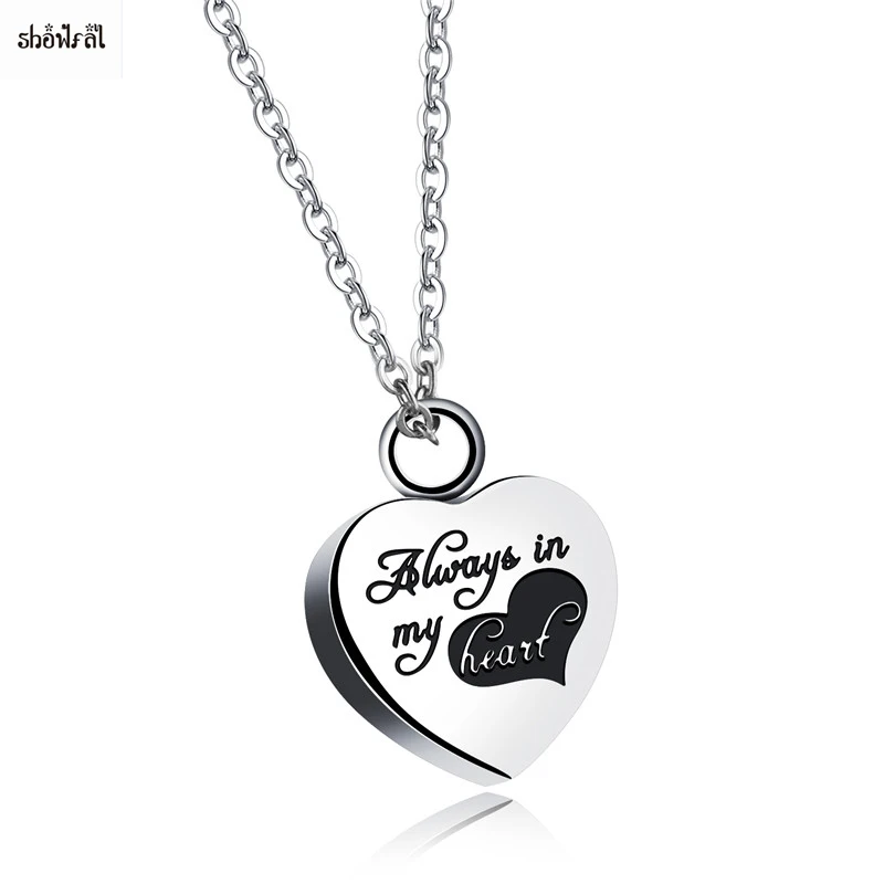 

Stainless Steel Cremation Jewelry "Always in my heart" Silver Urn Pendant Memorial Detachable Ashes Ash Necklace with Engraving