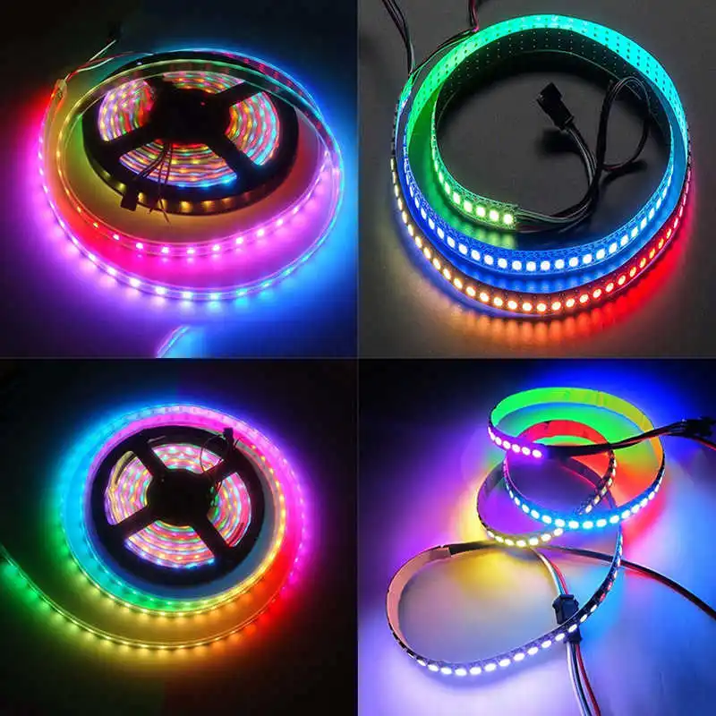 1m 60LEDs WS2812B 5050 RGB LED Strip Light White Shell Lamp Party Home DIY Decor