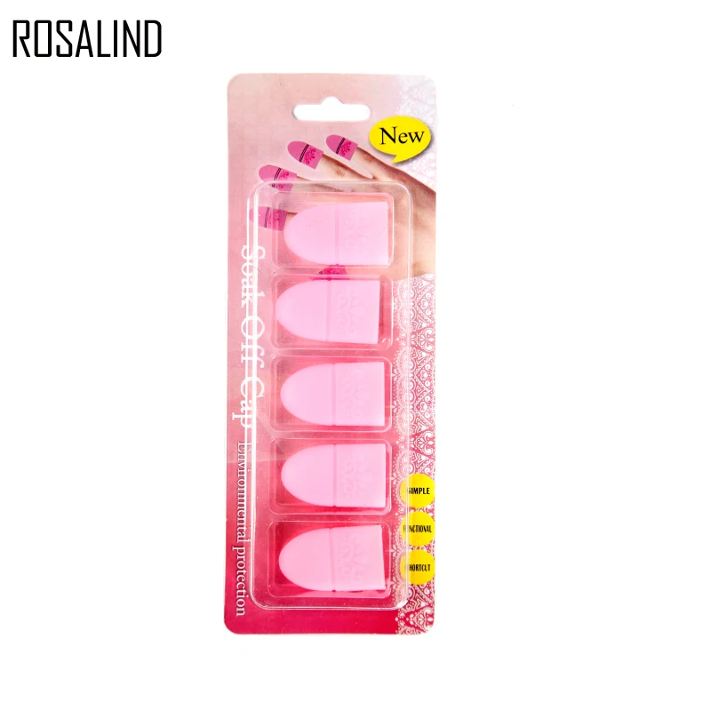 ROSALIND 5 шт./компл. инструмент для очистки лака УФ Гель-лак для полировки для удаления обертывания резиновые шапочки Клип Маникюр цветной дизайн ногтей советы
