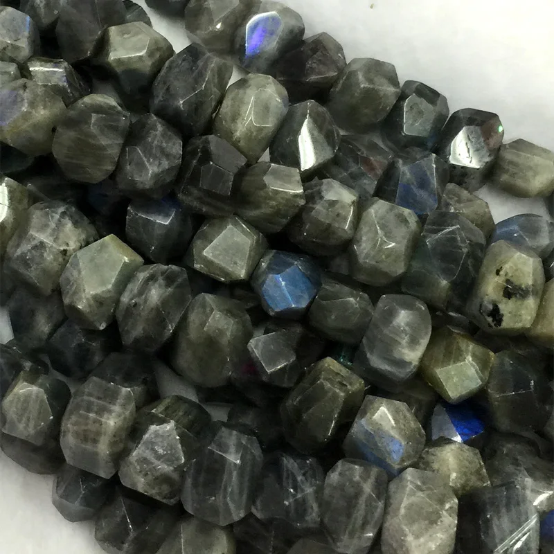 

Wholesale Natural Genuine Flash Light Dark Blue Labradorite Hand Cut Faceted Nugget Free Form Loose Beads 15" 04255