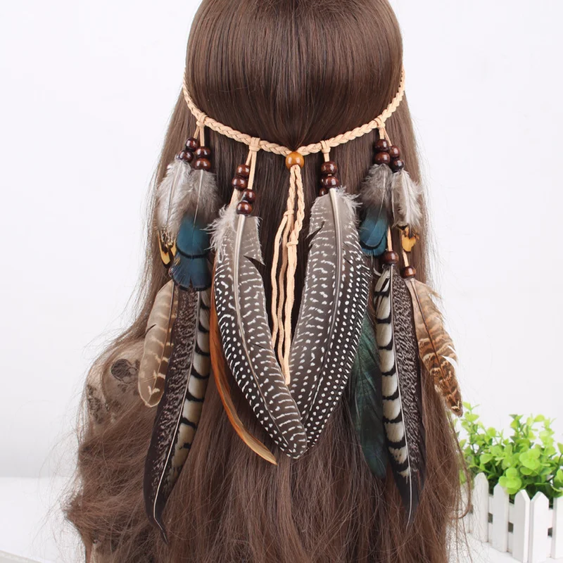 Hippie Headband Bohemia Feather Hair Accessories Ethnic Hair Bandsin