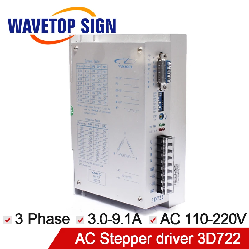 

3 Phase Stepper Motor Driver 3D722 Input Voltage AC110V-220V Match 3Phase Motor 86 110 130