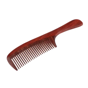 

Portable Natural Red Sandalwood Fine Teeth Anti-static Massage Detangling Hair Comb Brush with Handle
