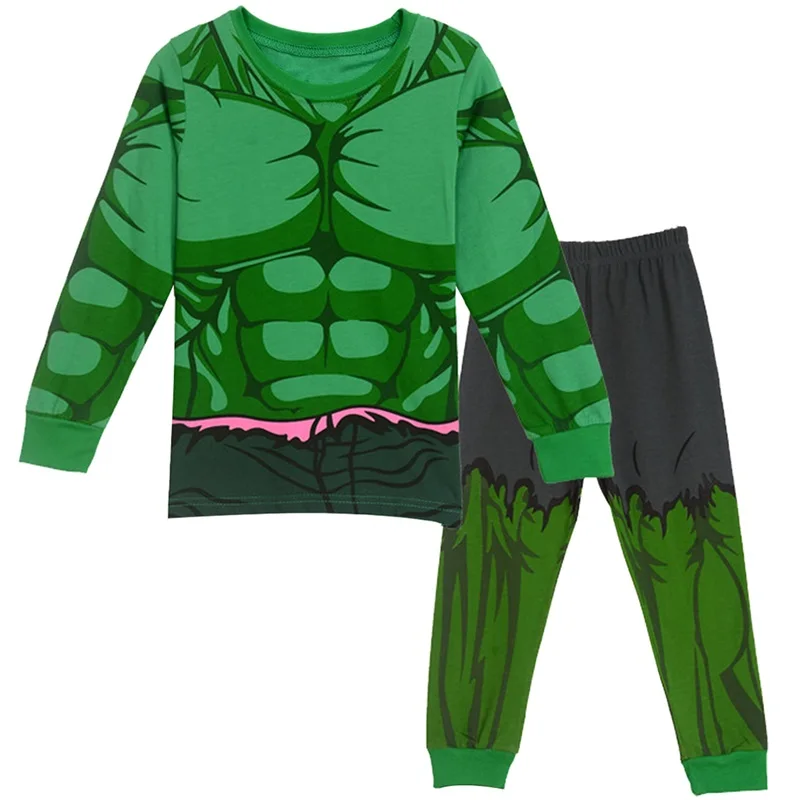 2-8Y Kids Boy Superhero Hulk Spiderman Iron Man Pajamas Sleepwear Clothes Set Child Cartoon Pijamas Children New Year Pyjamas