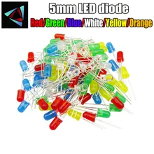 50 шт. F5 5 мм светодиодный диодный светильник Ассорти комплект зеленый синий белый желтый красный оранжевый набор компонентов «сделай сам»