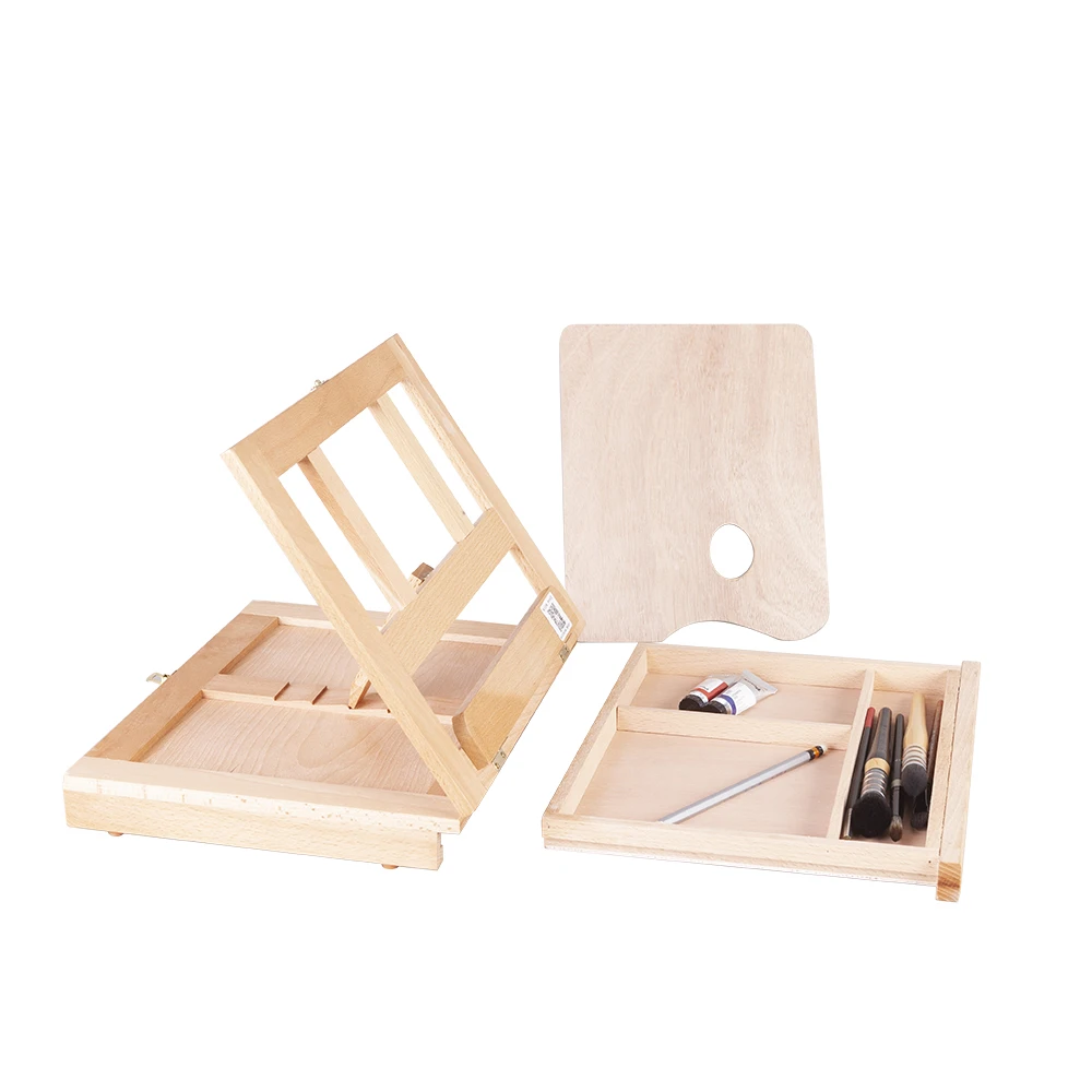 Artsecret High Quality Beech Wood Multi-Functional Portable Folding Laptop Sui Case Type Easel SWE-110