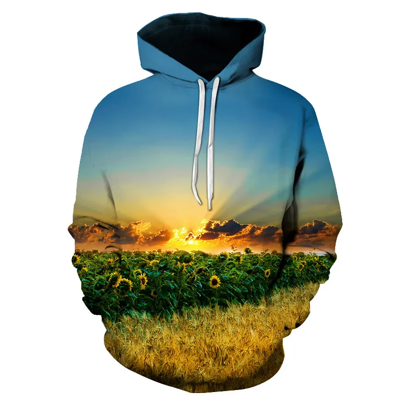  New Arrival Hiphop Hoodies Autumn Winter Thin Sweatshirts With Hat 3D Printed Trees Hooded Tops Pul