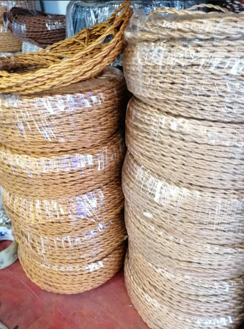 de 2 núcleos, tecido trançado, vintage, de seda