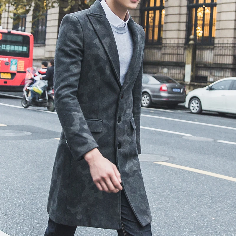 

Camouflage Men Trench Coat Men Mind Long Jacket Coat For Men Tripble Button Abrigo Hombre Manteau Long Homme Slim Winter Coat
