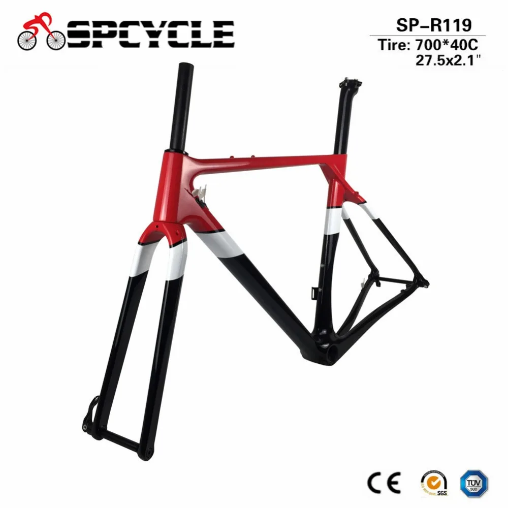 Новинка 700 * 40C карбоновая гравийная рама Aero Cyclocross велосипедные карбоновые рамы