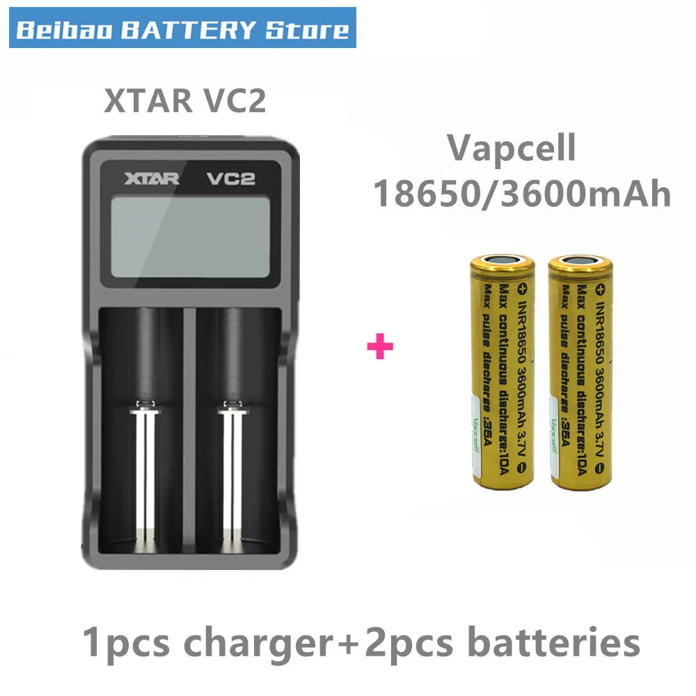 Vapcell INR 18650 аккумулятор 3600 мАч 35A аккумуляторная батарея для E-CIG дыма с Xtar VC2 зарядное устройство Nitecore зарядное устройство Liitokala чехол - Цвет: Золотой